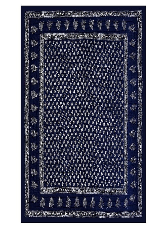 SIBLEY سرير فردي من القطن Jaipuri Razai Jaipuri بطانية Ac لحاف لفصل الشتاء ناعم وخفيف الوزن من قطن Rajasthani التقليدي (55 × 85 بوصة) - أزرق - Image 4